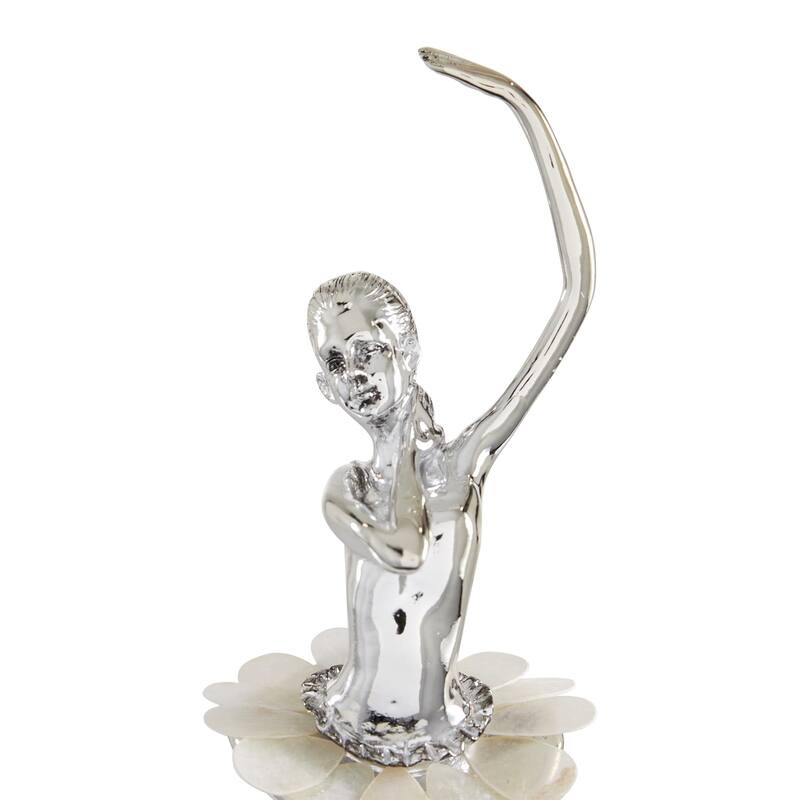 Polystone Dancer Sculpture with Capiz Inlay - Set of 3 Silver - Roche River Decor