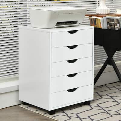 5 Drawer Chest Storage Dresser Floor Cabinet Organizer w/ Wheels