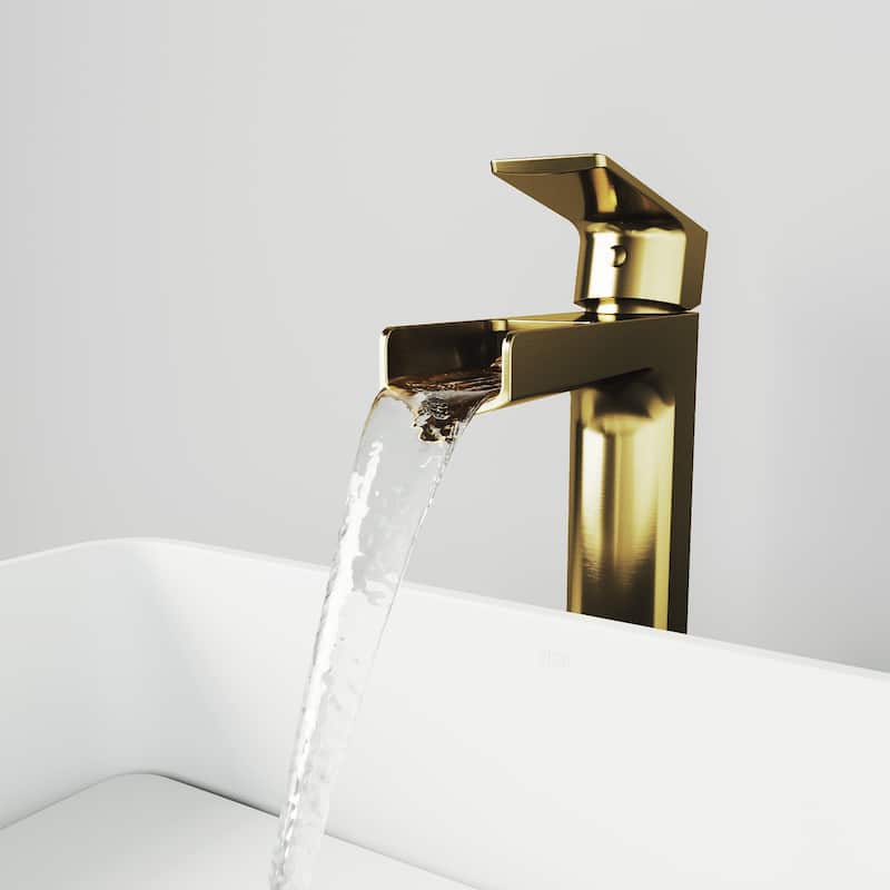 VIGO Amada 10" H Single Handle Single Hole Bathroom Vessel Faucet - 5.38"L x 1.88"W x 10.375"H