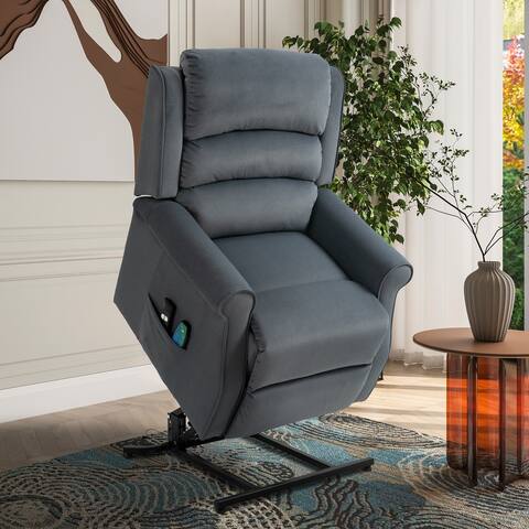 Clihome Ergonomic Velvet Power Lift Massage Recliner Chair for Elderly