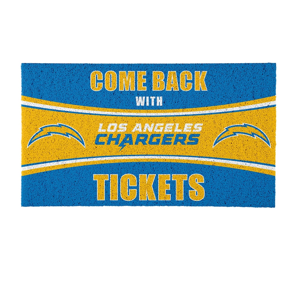 Los Angeles Chargers 28 in. x 16 in. PVC "Come Back With Tickets" Trapper Door Mat