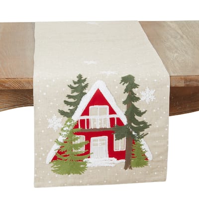 Cozy Christmas Cottage Table Runner - 16"x70"