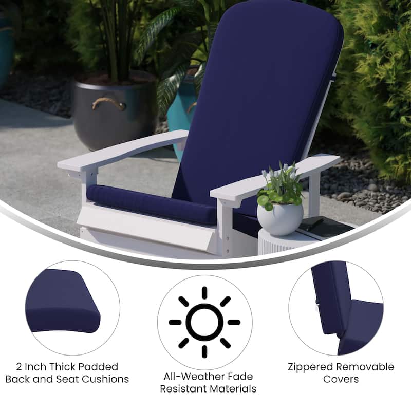 Set of 2 All-Weather High Back Adirondack Chair Cushions