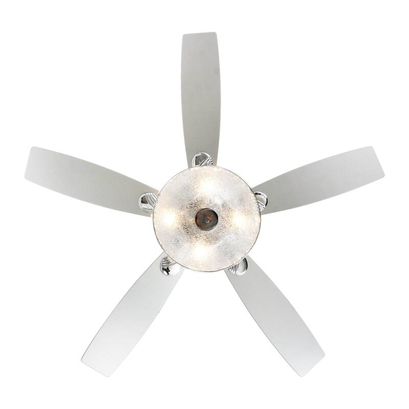 Modern Chrome 5-Blade Reversible Crystal Ceiling Fan with Remote and Light Kit - 52-in W