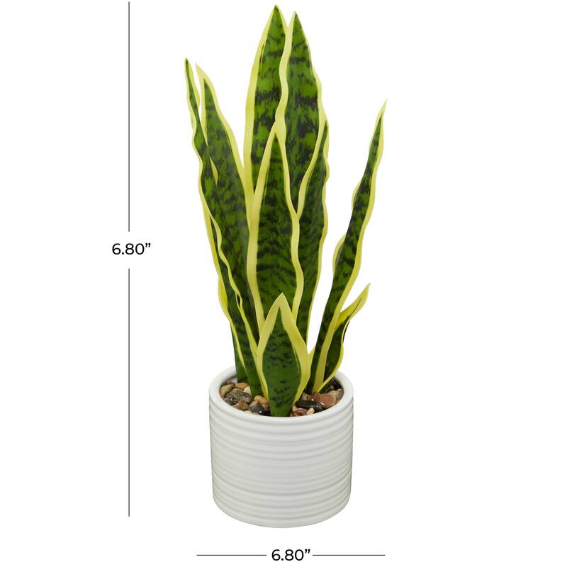 Green Faux Foliage Artificial Plant with Gold or White Porcelain Pot