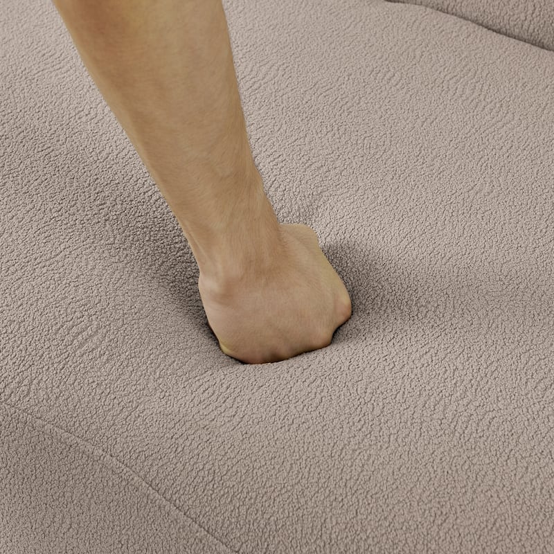 Lamb Wool Fabric Curved Sectional Sofa Modular Compressed Couch