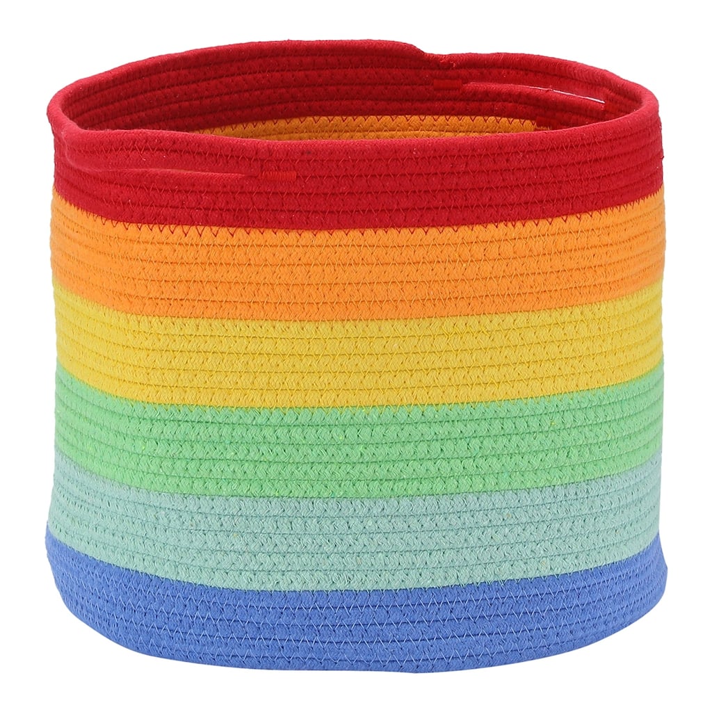 1 Pack Woven Storage Basket with Handle, Shelf Closet Storage Bin for Clothes, Blankets, Shoes, Organizer Bin for Living Room