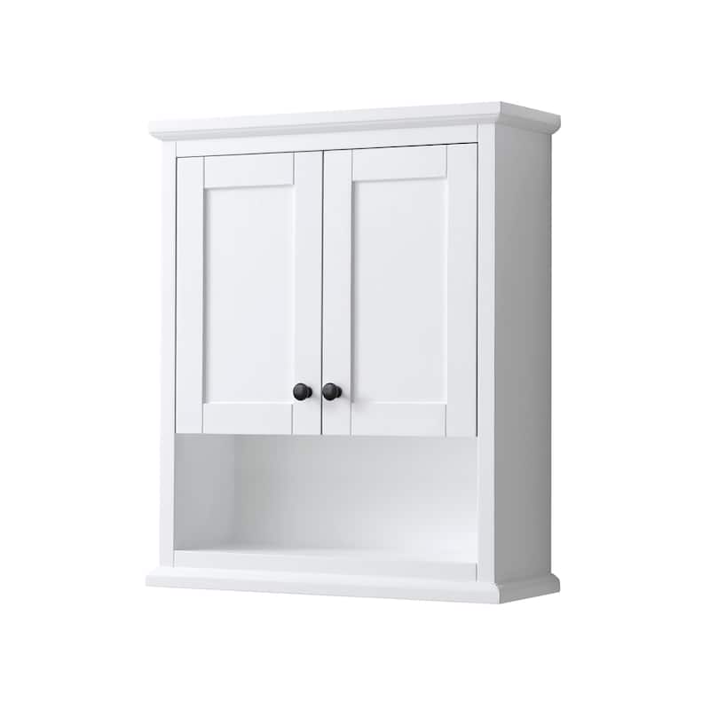 Wyndham Collection Avery 30" Wood Wall Mounted Bathroom Cabinet - White / Matte Black Hardware