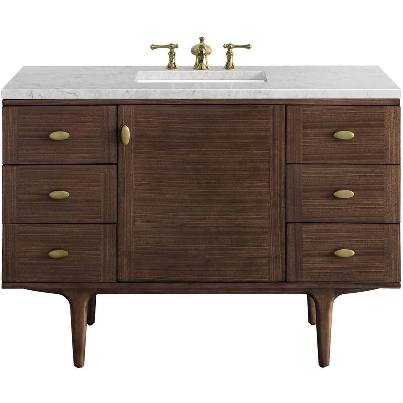 James Martin Vanities 670-V48-3EJP Amberly 48" Free Standing or Wall - Mid-Century Walnut - Walnut Finish