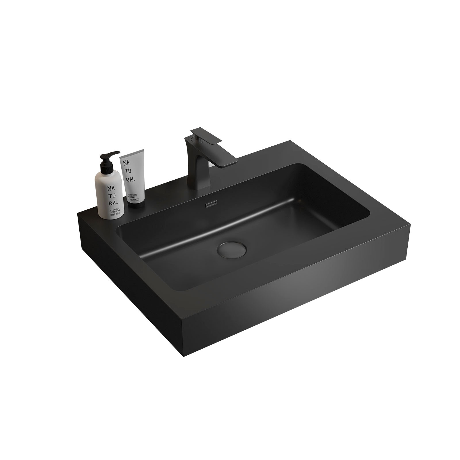 GDFStudio - Iris Integrated Quartz Bathroom Sink with Overflow (Drain & Faucet Not Included)