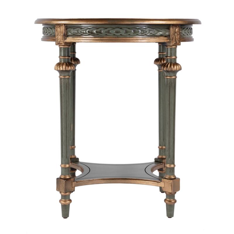 Hellinger 24 in. W Round Wood Tall End Table with Open Shelf