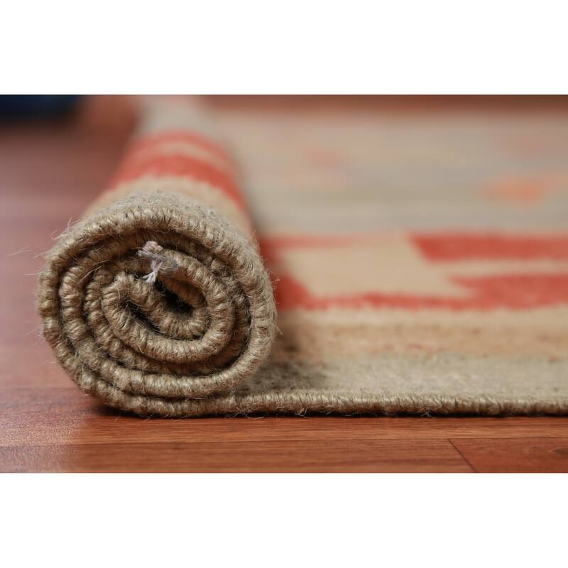 Hand Woven Oriental 100% Jute Carpet Southwestern Modern Multi-Colored Kilim Area Rug - 13' 3'' X 10' 0''