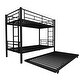 preview thumbnail 7 of 5, Black Metal Twin over Twin Bunk Bed Kids Bed with Trundle,Save Space or Split Into 2 Beds