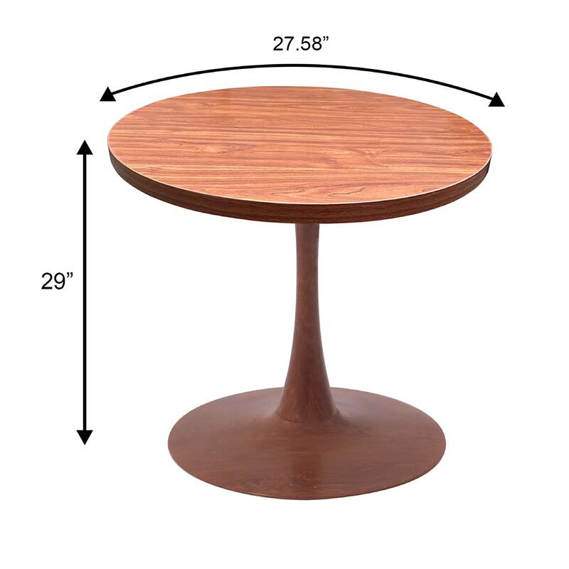 Bristol 27" Round Dining Table with MDF Top and Cherry Steel Pedestal Base for Modern Kitchen and Dining Room