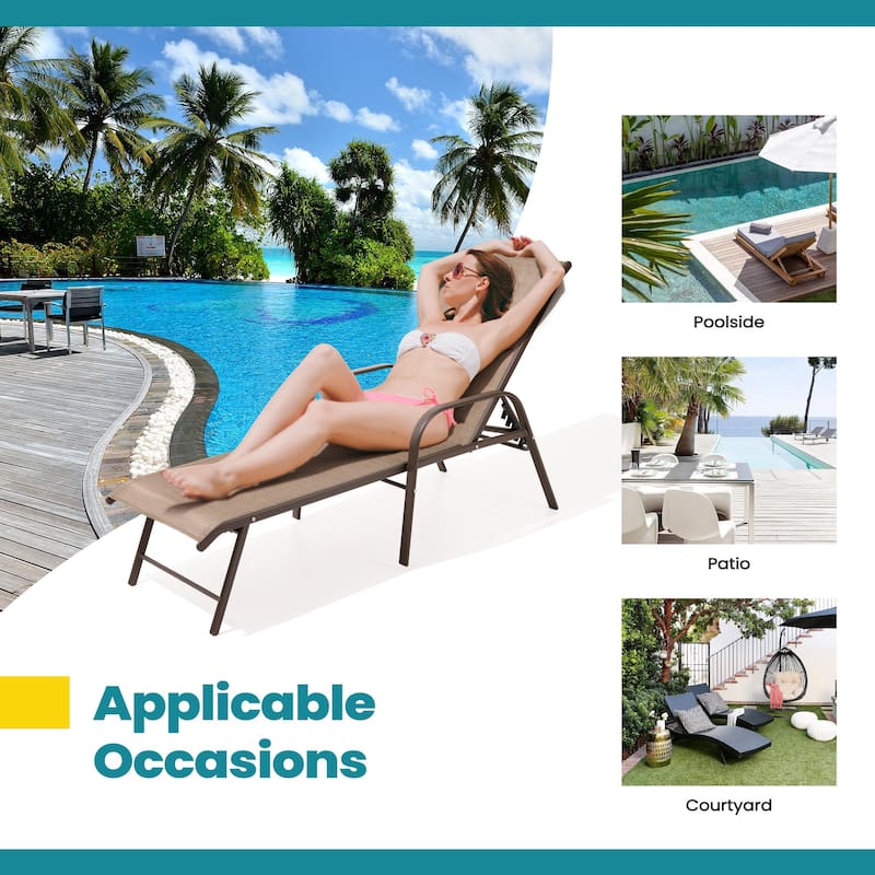 Pellebant 2/4PCS Outdoor Lounge Chair Aluminum with Adjustable Backrest