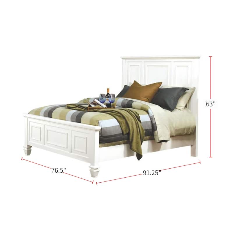 Wood Bed with High Headboard in White