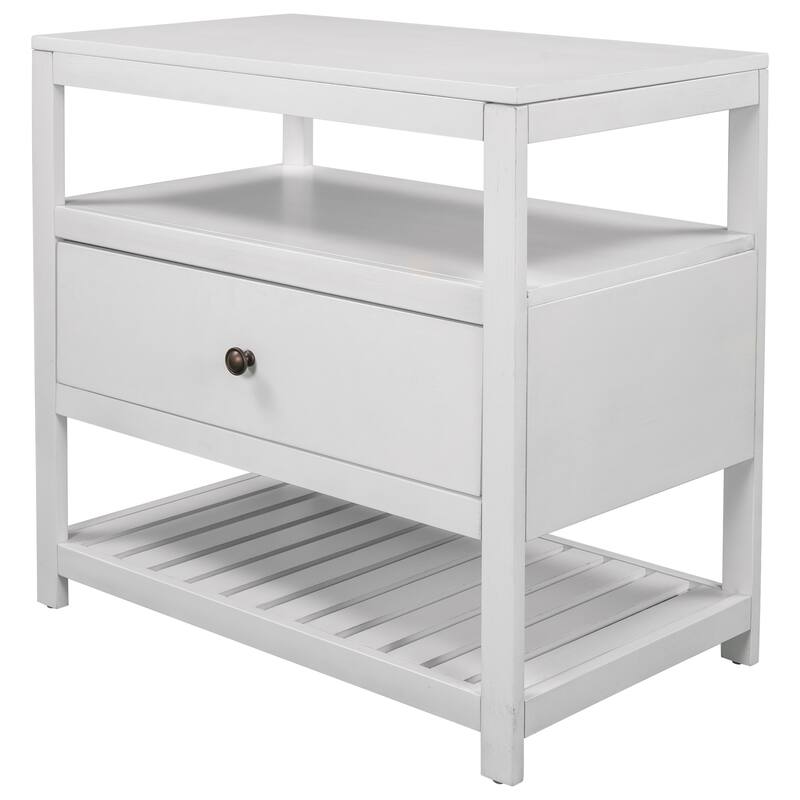 Wooden Nightstand with Drawers Storage