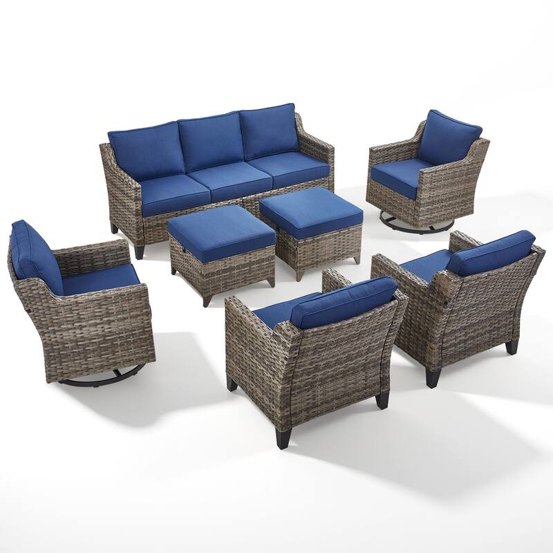 Pocassy Patio Sofa Swivel Chair Ottoman Table Furniture Set.