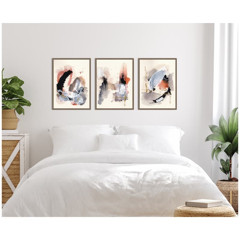 Kate and Laurel Sylvie Urban Wanderer 1, 3 and 4 Framed Canvas Art Set by Xizhou Xie