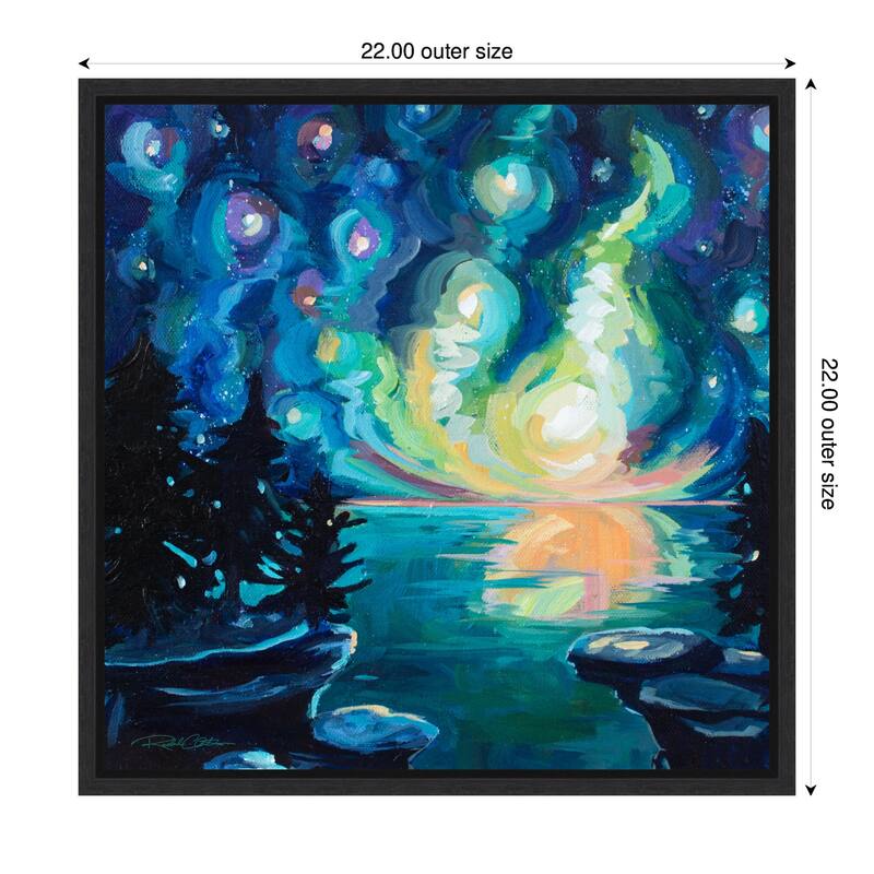 Kate and Laurel Sylvie Starry Sky in Teal Framed Canvas by Rachel Christopoulos