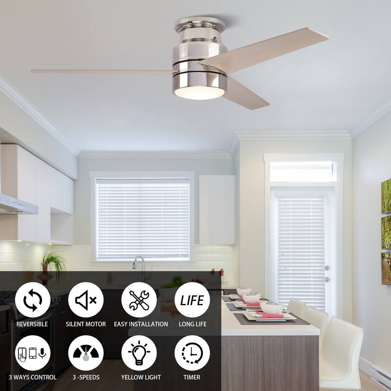 CARRO Aurora 52" 3-Blade Indoor Smart Ceiling Fan with Light and Wall Control