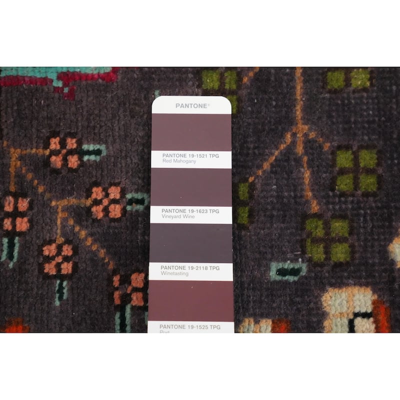 Hand Knotted Oriental 100% Wool Carpet Traditional Floral Greys & Charcoal Tabriz Area Rug - 6' 2'' X 5' 1''