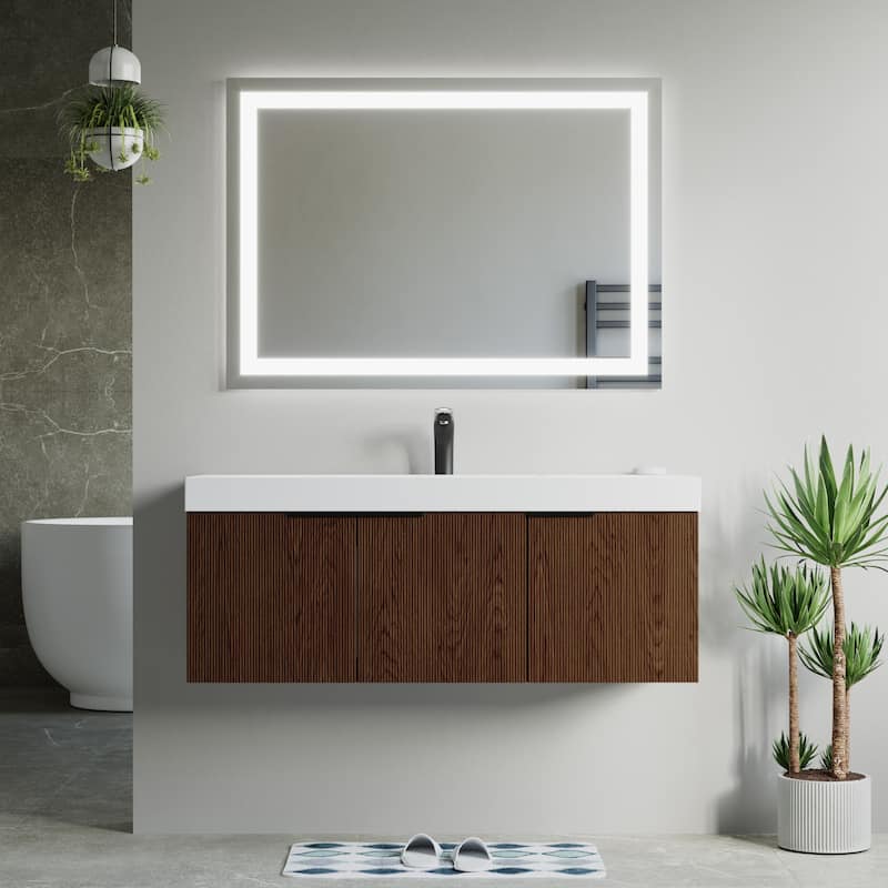 Dillon 48" Single Vanity Set - Walnut with Resin Basin