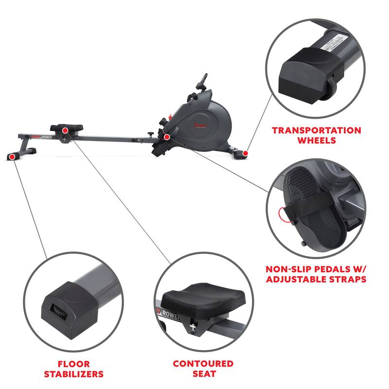Sunny Health & Fitness SMART Magnetic Rowing Machine with Bluetooth Connectivity - SF-RW522016