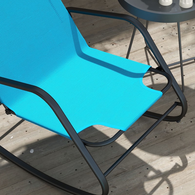 Outsunny Garden Rocking Chair, Outdoor Indoor Sling Fabric Rocker for Patio, Balcony, Porch