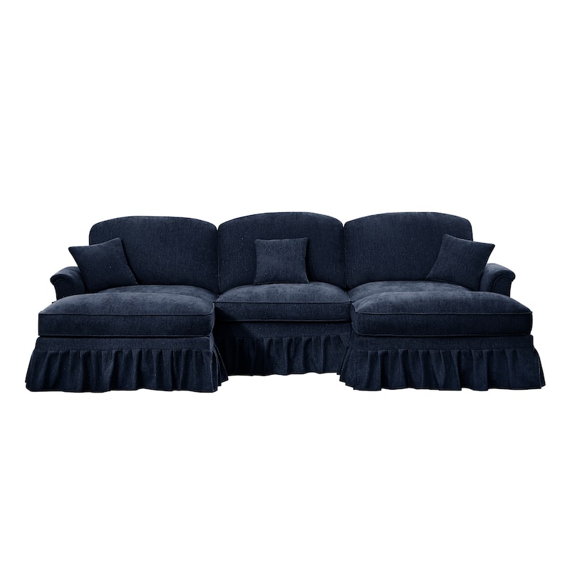GDFStudio - Classic Modular U-Shaped Chenille 107" Sectional Sofa with Ottomans