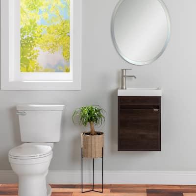 Spring Mill Cabinets Kambree 15.75" Floating 1-Door Bathroom Vanity With White Sink Top