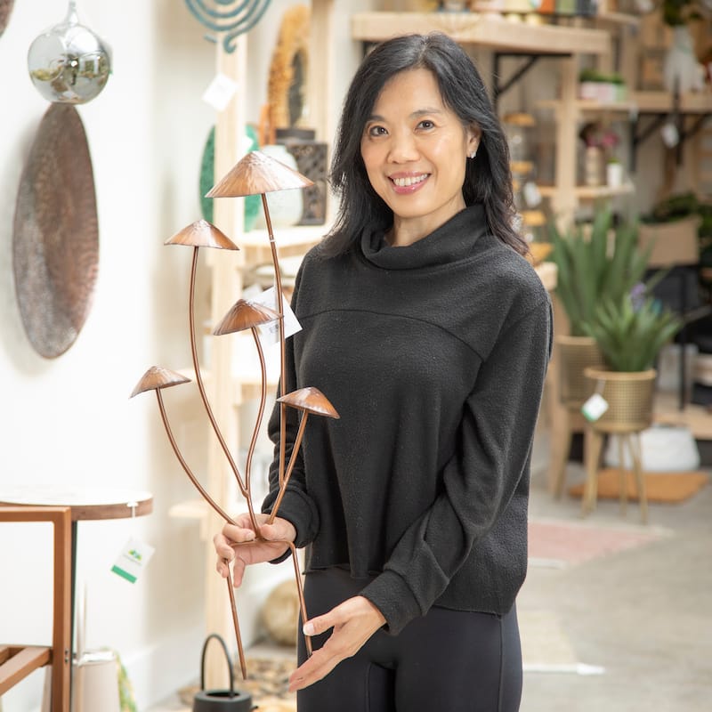 28 in. Metal Garden Stake, Multi Mushroom