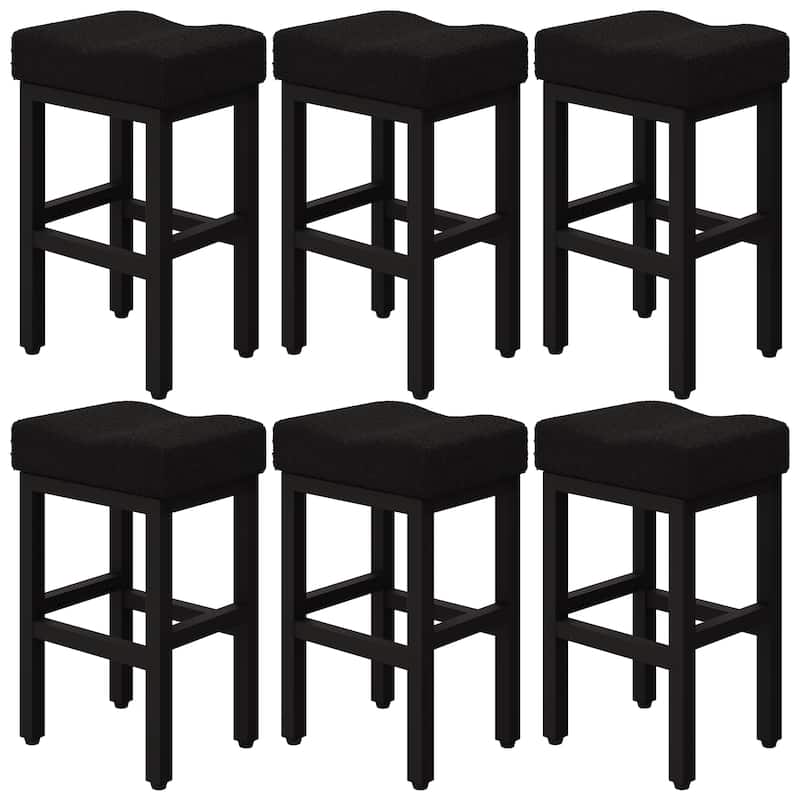 XINMICS Bar Stools, 27 Inches Modern Counter Height Bar Stools, Metal Legs Backless Upholstered Saddle Stool Chair