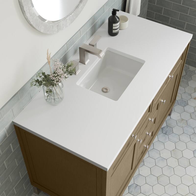 Chicago 48" Single Vanity, Walnut Whisper - White Zeus