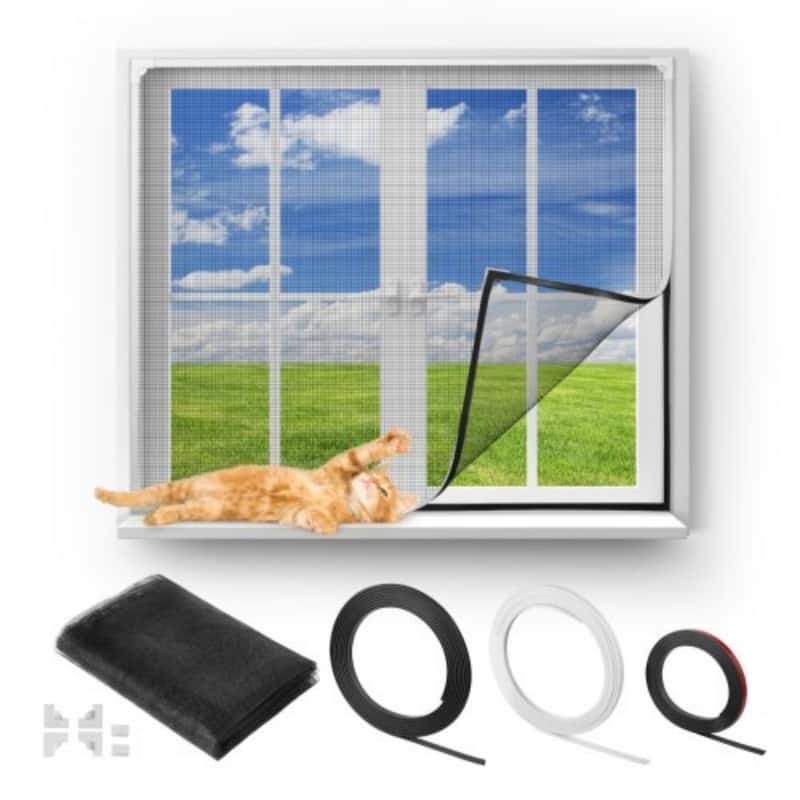 White Magnetic Window Screen with Strong Adhesive Strip and Easy Install High Transparency Fiberglass - 189.76” x 0.46” x 0.08”