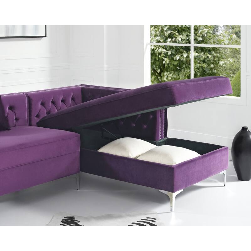 Dante Velvet Chaise Sectional Sofa