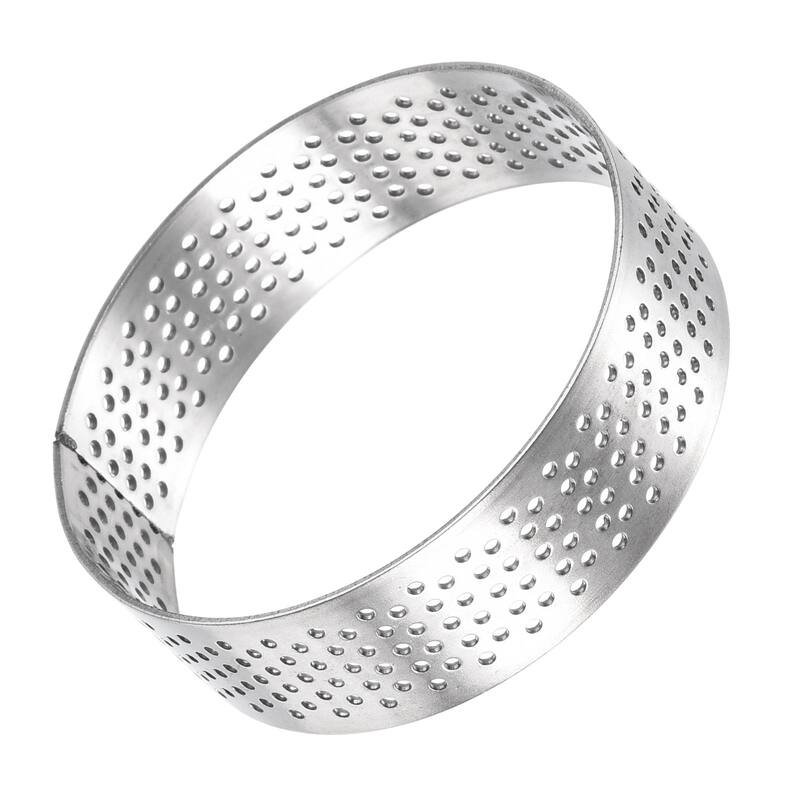 2pcs Stainless Steel Cake Rings 2.5" Perforated Cake Mousse Ring Baking Tools - Silver