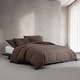preview thumbnail 32 of 52, Calvin Klein Washed Percale Solid Cotton Duvet Cover Set Dark Brown - King