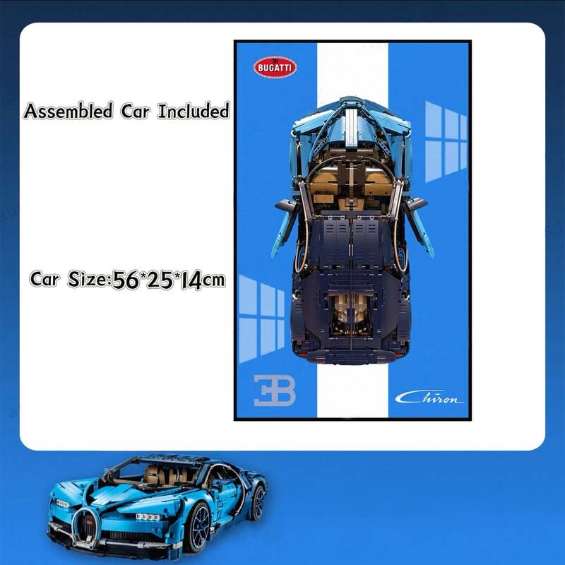Assembled Building Block Car With Poster Display, Wall Art
