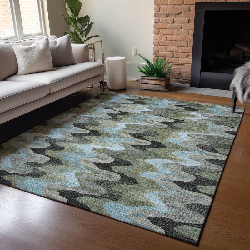 Machine Washable Indoor/ Outdoor Modern Mason Chantille Rug