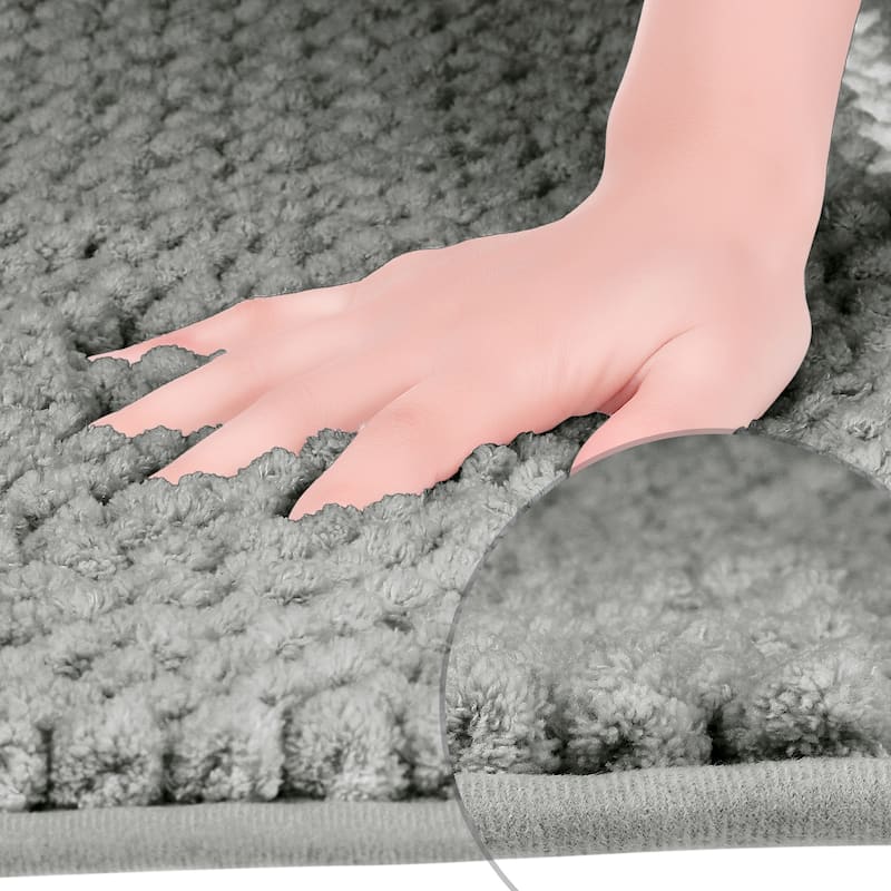 Striped Bathroom Rugs, Extra Soft and Absorbent Fluffy Chenille Bath Mat Rug, Non Slip Bathroom Floor Mat