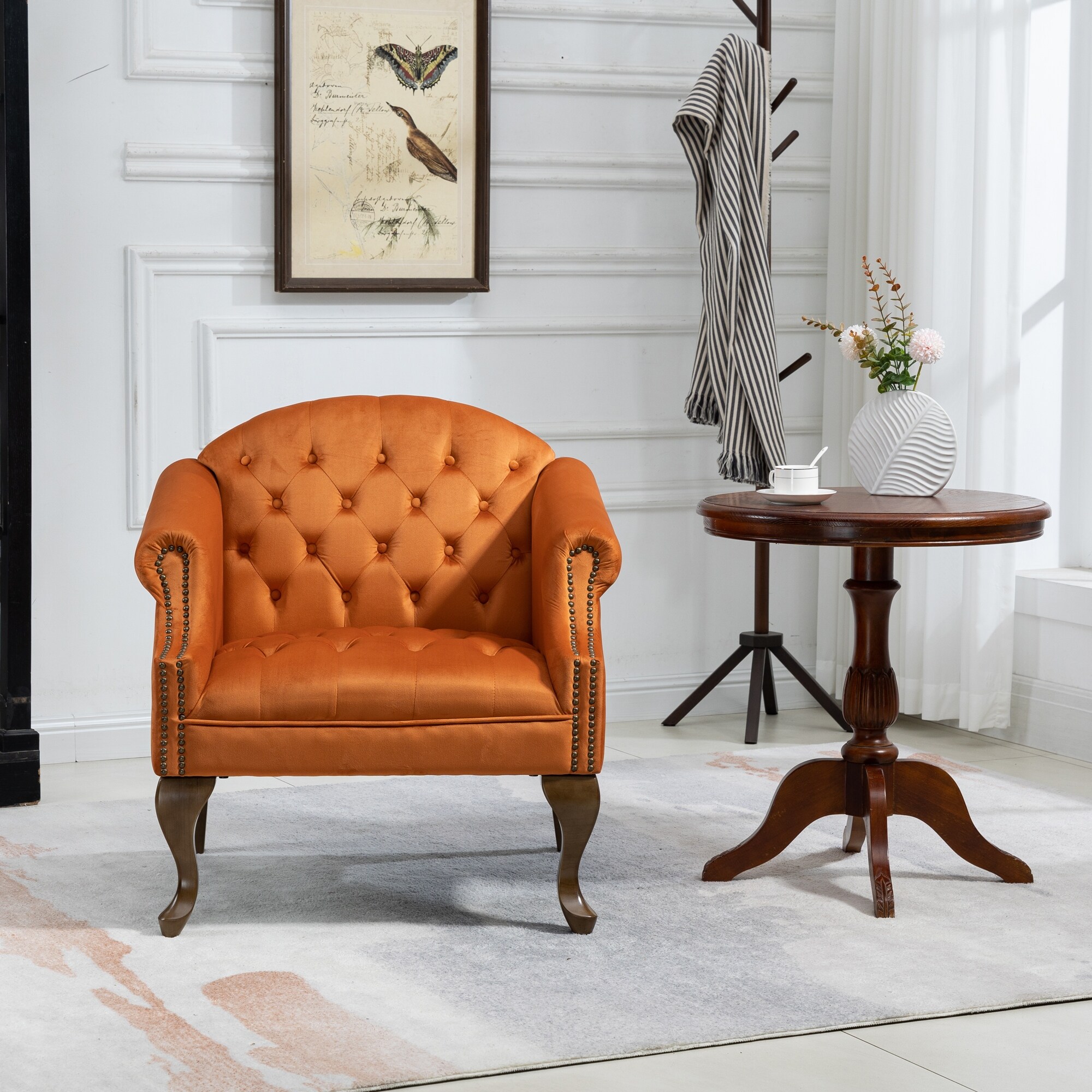 Orange and sales gray accent chair