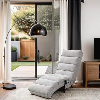 Modern Polyester Linen Chaise Lounge Indoor Chair, Long Lounger with ...