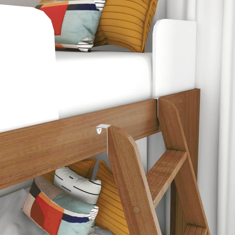 Max and Lily Mid-Century Modern Twin over Twin Low Bunk Bed