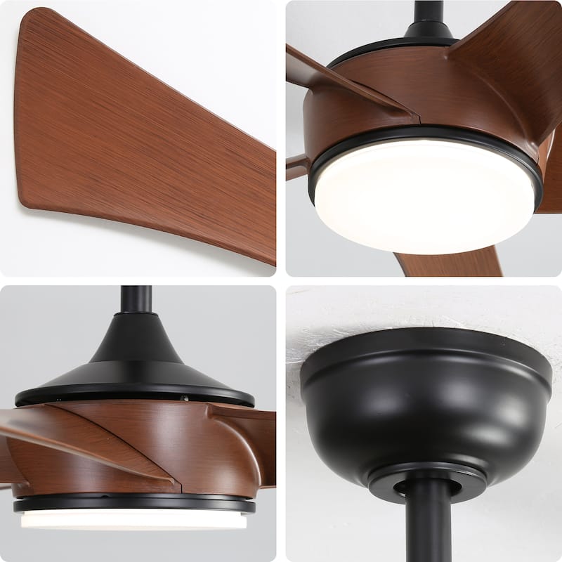 52 Inch Ceiling Fan with 22W LED Light and Remote Control 5 ABS Blades for Bedroom