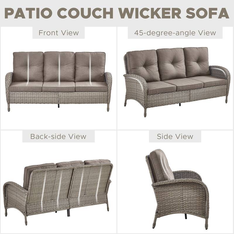 6 Pieces Sofa with Swivel Rocking Chairs Ottomans Set