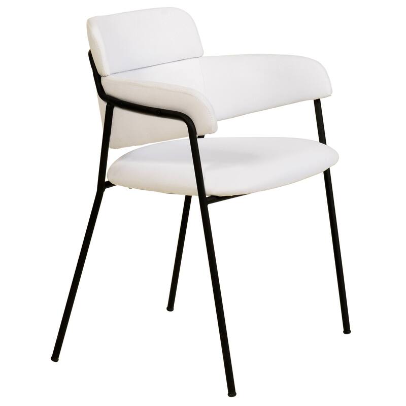 LeisureMod Axis Upholstered Dining Chair in Leather/Polyester/Velvet, Modern Minimalist Side Chair for Home & Kitchen - White