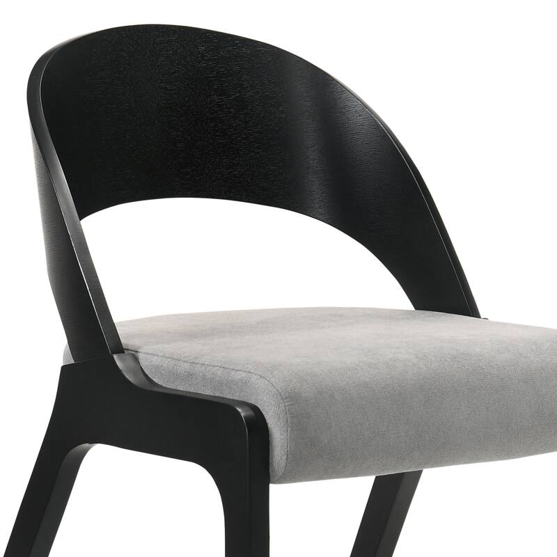 Polly Walnut or Black Wood Mid-Century Modern Kitchen Dining Chairs - Set of 2