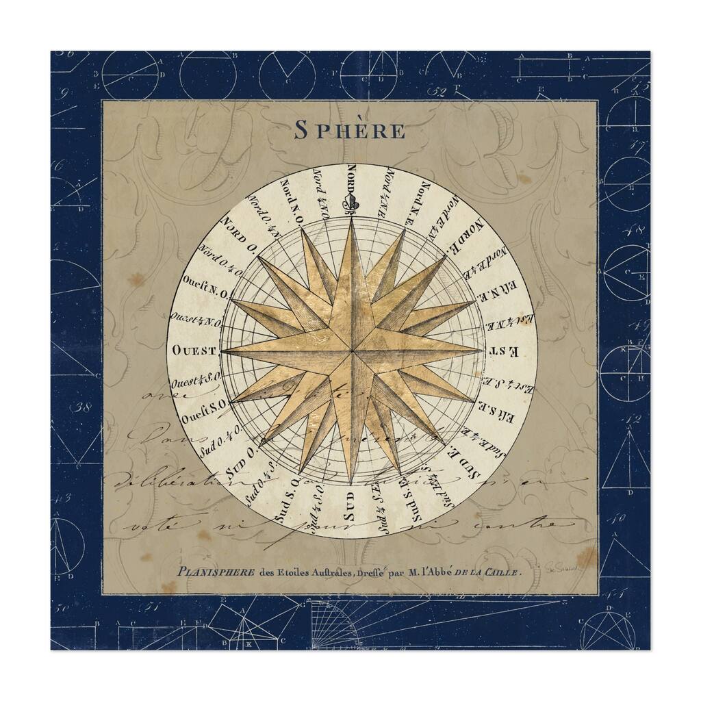 Sphere Compass Blue Maps Transportation Vintage Art Print/Poster