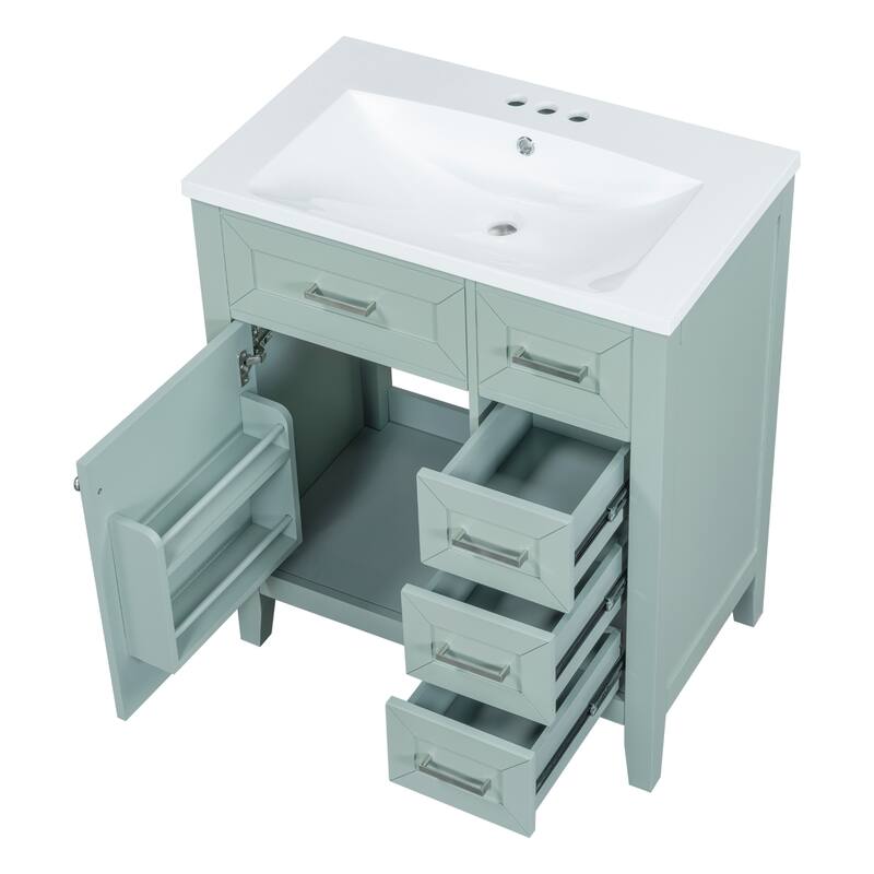 Single Sink Bathroom Vanity Cabinet with Door Rack and Drawers
